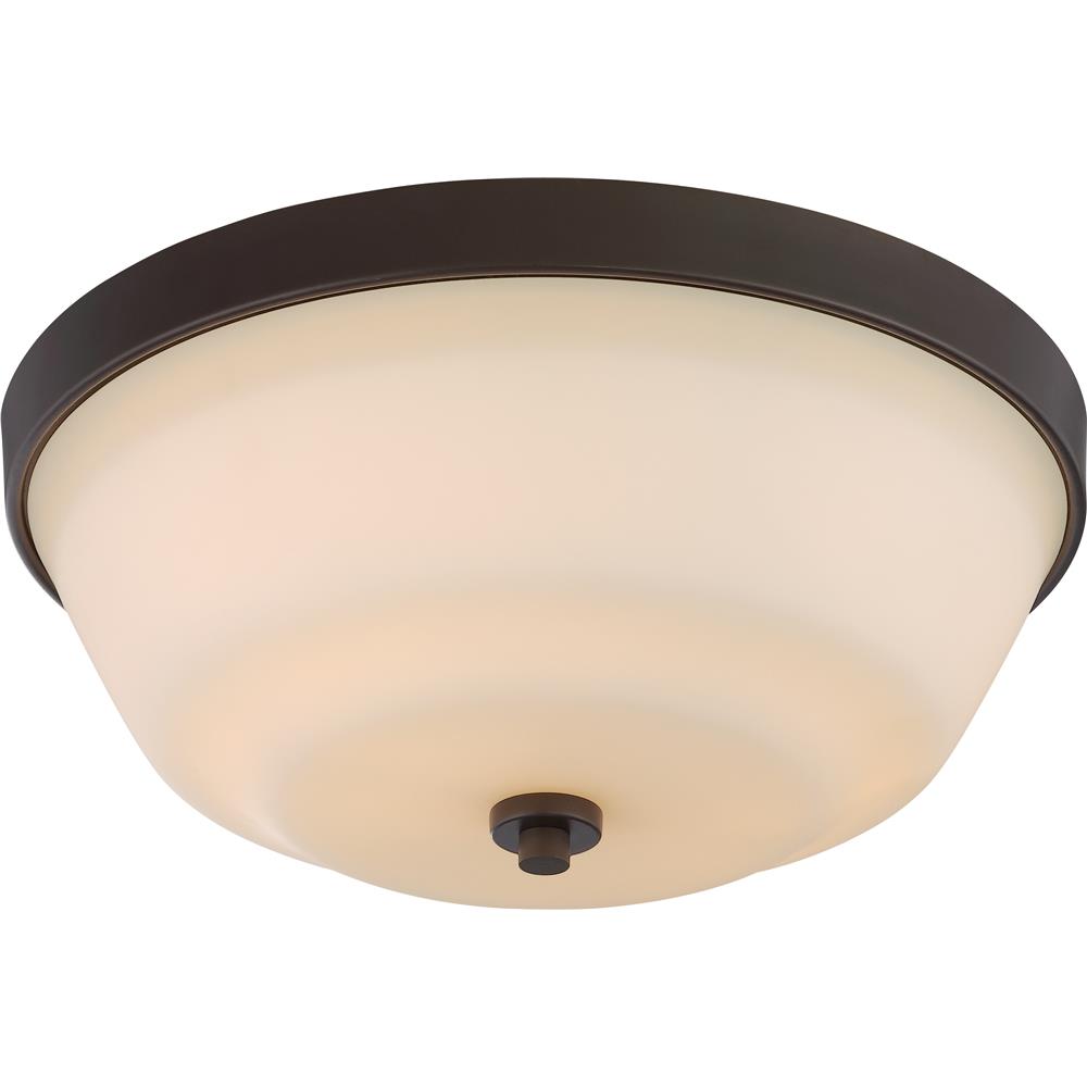 Nuvo Lighting 60/5904  Willow - 2 Light Flush Fixture with White Glass in Forest Bronze Finish